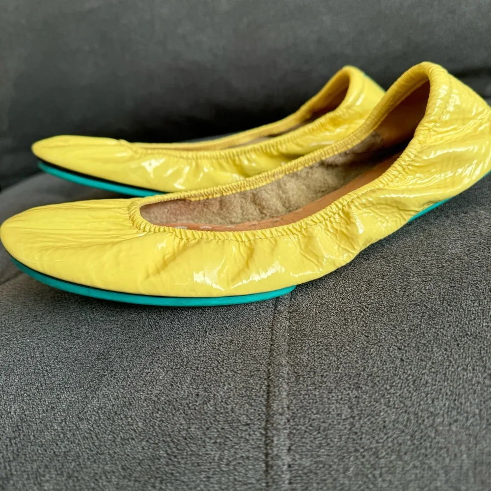 Tieks Yellow Flats with Green Soles - Picture 14 of 14